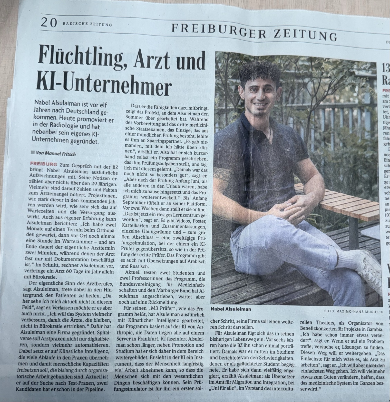 Badische Zeitung: Flüchtling, Arzt und KI-Unternehmer